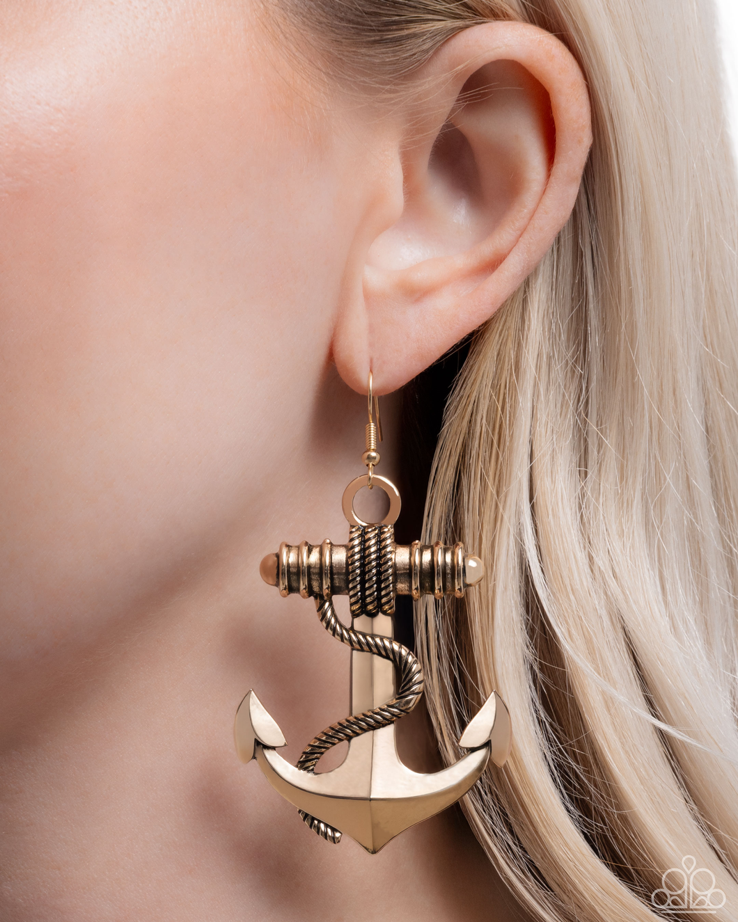 Paparazzi Adorable Anchor - Gold Earrings