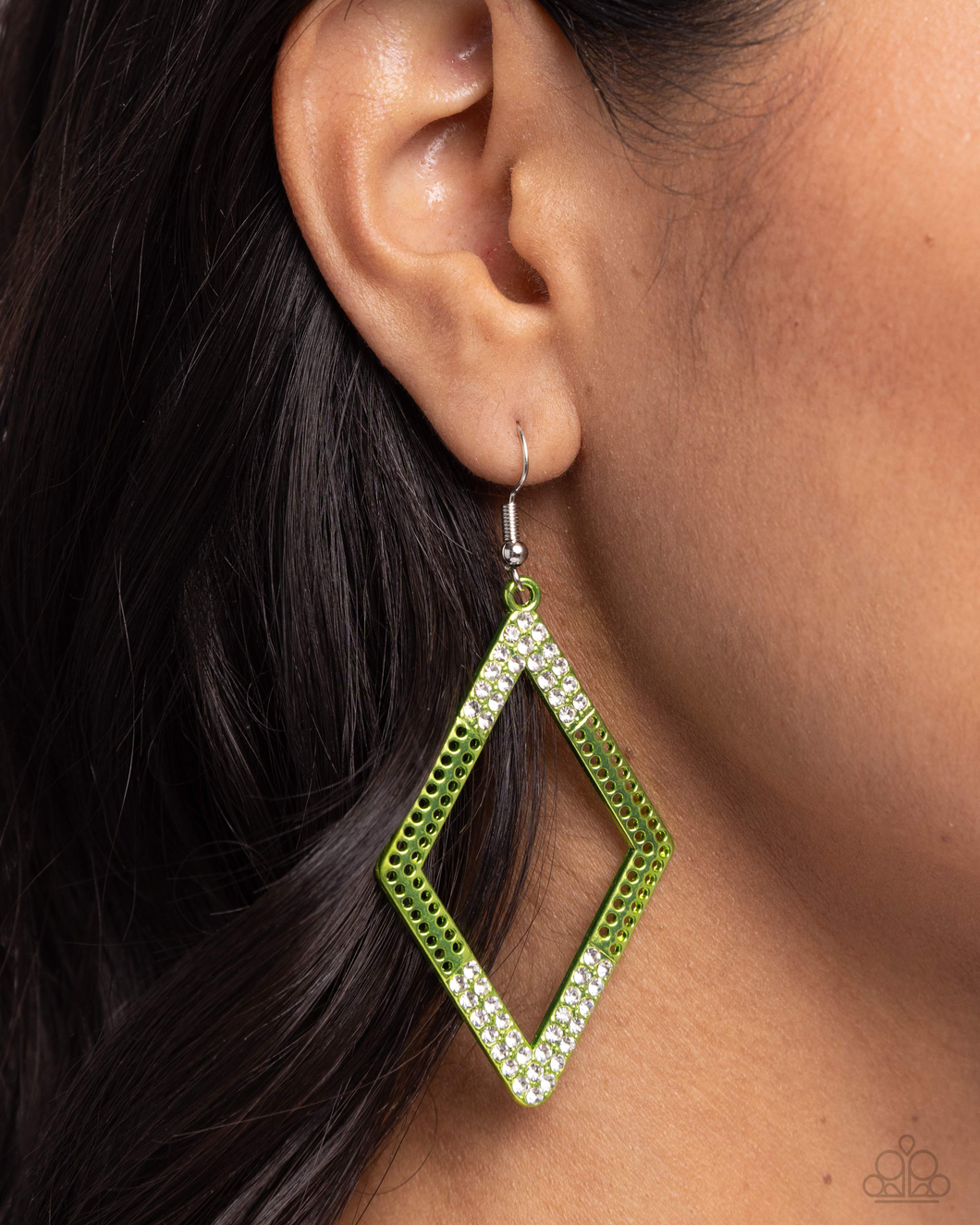 Paparazzi Eloquently Edgy - Green Earrings