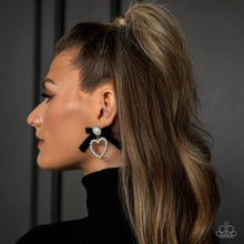 Load image into Gallery viewer, Paparazzi BOW and Then - Black Earrings (Velvet)
