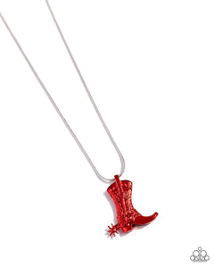 Paparazzi Boot Scootin’ Bravado - Red Necklace & Paparazzi Royalty Red - Earrings Set