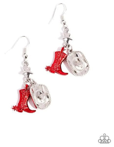 Paparazzi Boot Scootin’ Bravado - Red Necklace & Paparazzi Royalty Red - Earrings Set