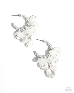 Paparazzi Frilly Feature - White Earrings