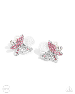 Paparazzi Fanciful Facade - Pink Earrings (Clip-On)