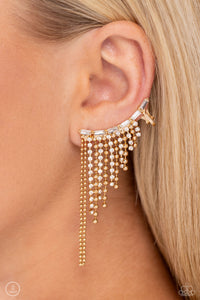 Paparazzi Tapered Tease - Gold Earrings (Ear Crawlers)