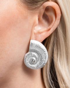 Paparazzi Chill Conch - White Earrings
