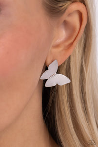 Paparazzi Butterfly Beholder - Silver Earrings