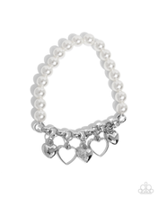Load image into Gallery viewer, Paparazzi Charming Competitor - White Necklace &amp;  Paparazzi Charming Candidate - Silver Bracelet
