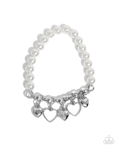 Paparazzi Charming Competitor - White Necklace &  Paparazzi Charming Candidate - Silver Bracelet