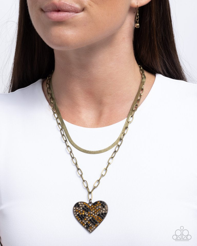 Paparazzi Cheetah Class - Brass Necklace