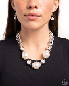 Paparazzi Generously Glossy - White Necklace