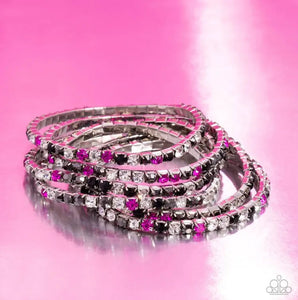 Paparazzi Rock Candy Range - Multi (Black/Pink) Bracelet (Pink Diamond Exclusive)
