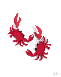 Paparazzi Crab Couture - Red Earrings