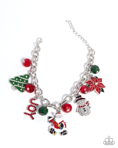 Paparazzi Most Wonderful Time of the Year - Multi Necklace &  Paparazzi Bundle of Joy - Red Earrings & Paparazzi North Pole Panache - Multi Bracelet & Paparazzi Poinsettia Pizzazz - Multi Bracelet (Pink Friday November 2024 - Week 1)