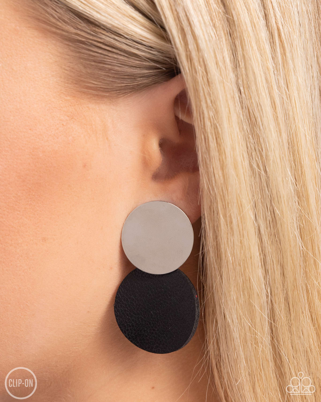 Paparazzi Leather Leader - Black Earrings (Leather Clip On)