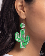 Load image into Gallery viewer, Paparazzi Cactus Cameo - Green Earrings
