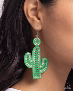 Paparazzi Cactus Cameo - Green Earrings