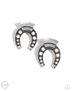 Paparazzi Harmonious Horseshoe - White Earrings (Clip On)