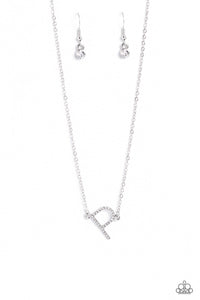 Paparazzi INITIALLY Yours - P - White Necklace