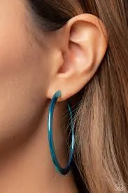 Paparazzi Pop Hoop - Blue Earrings