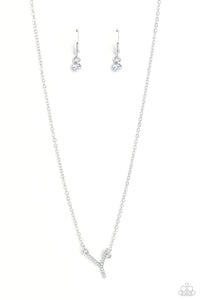 Paparazzi INITIALLY Yours - Y - White Necklace