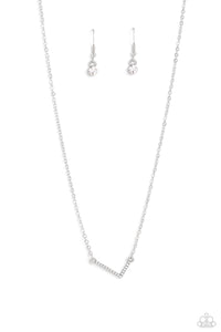 Paparazzi INITIALLY Yours - L - White Necklace