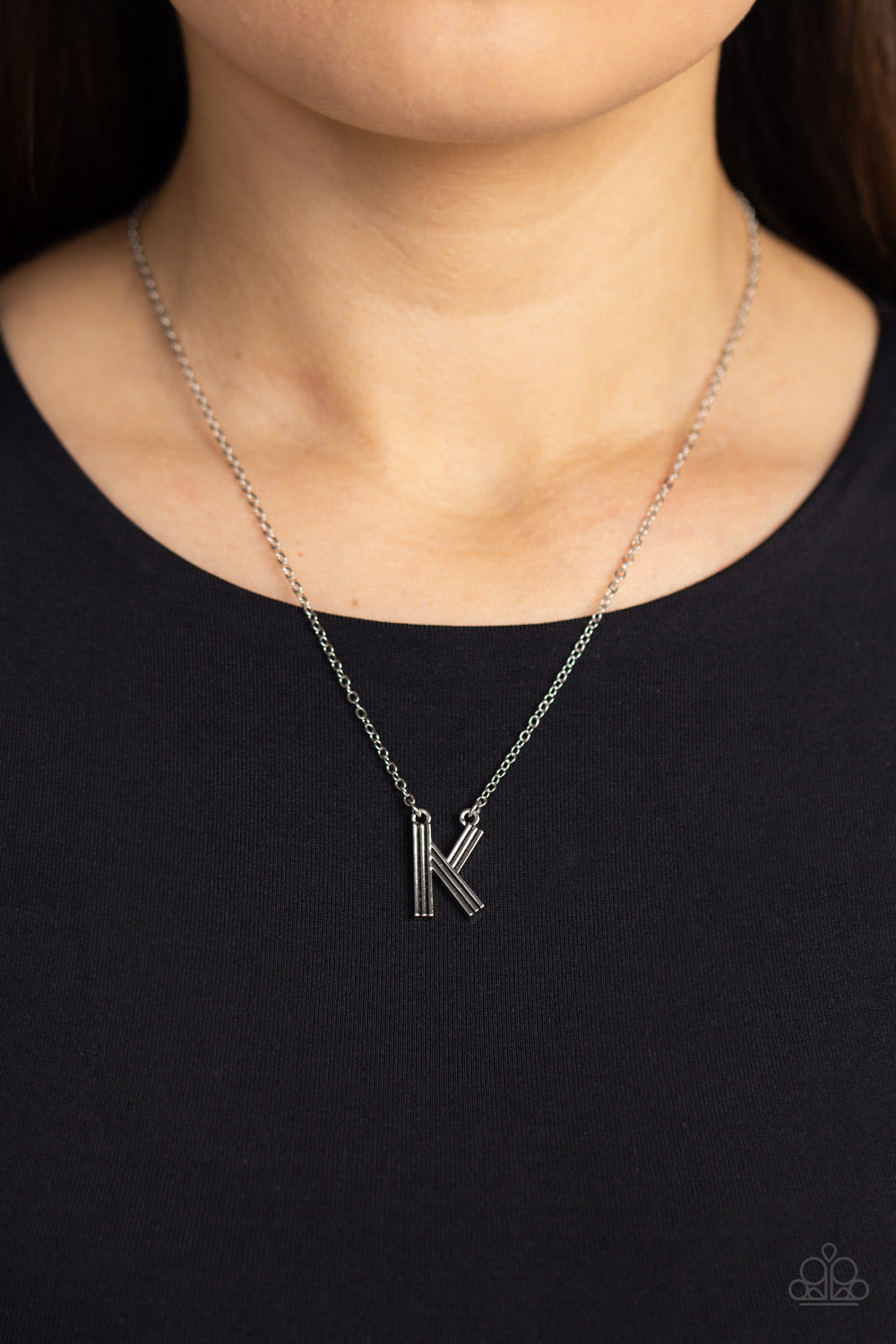 Paparazzi Leave Your Initials - Silver - K Necklace