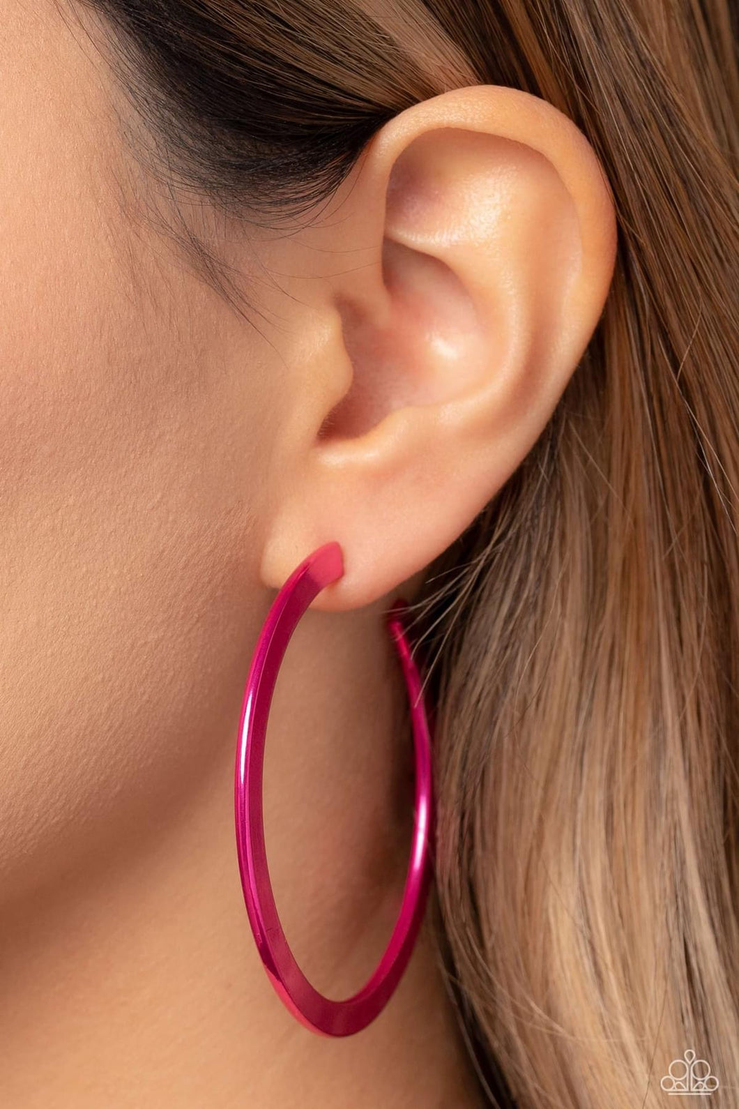 Paparazzi Pop HOOP - Pink Earrings