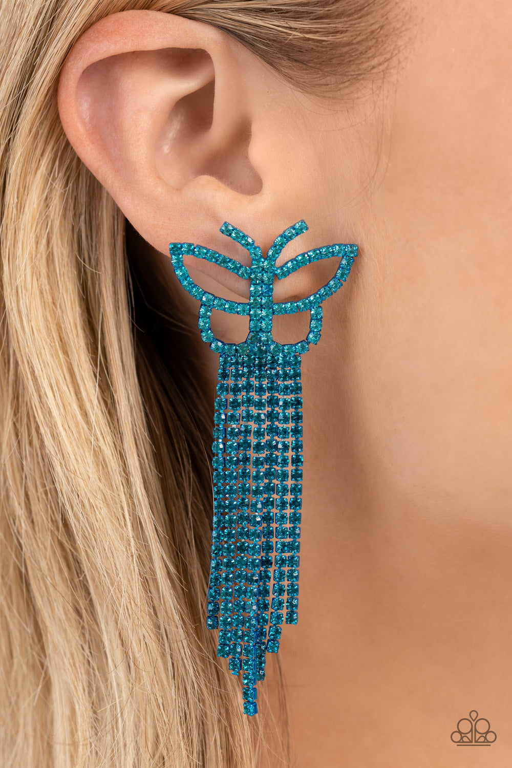 Paparazzi Billowing Butterflies - Blue Earrings (July 2023 Life Of The Party)