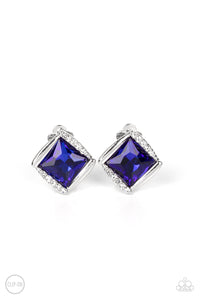 Paparazzi Sparkle Squared - Blue Earrings (Clip-On)