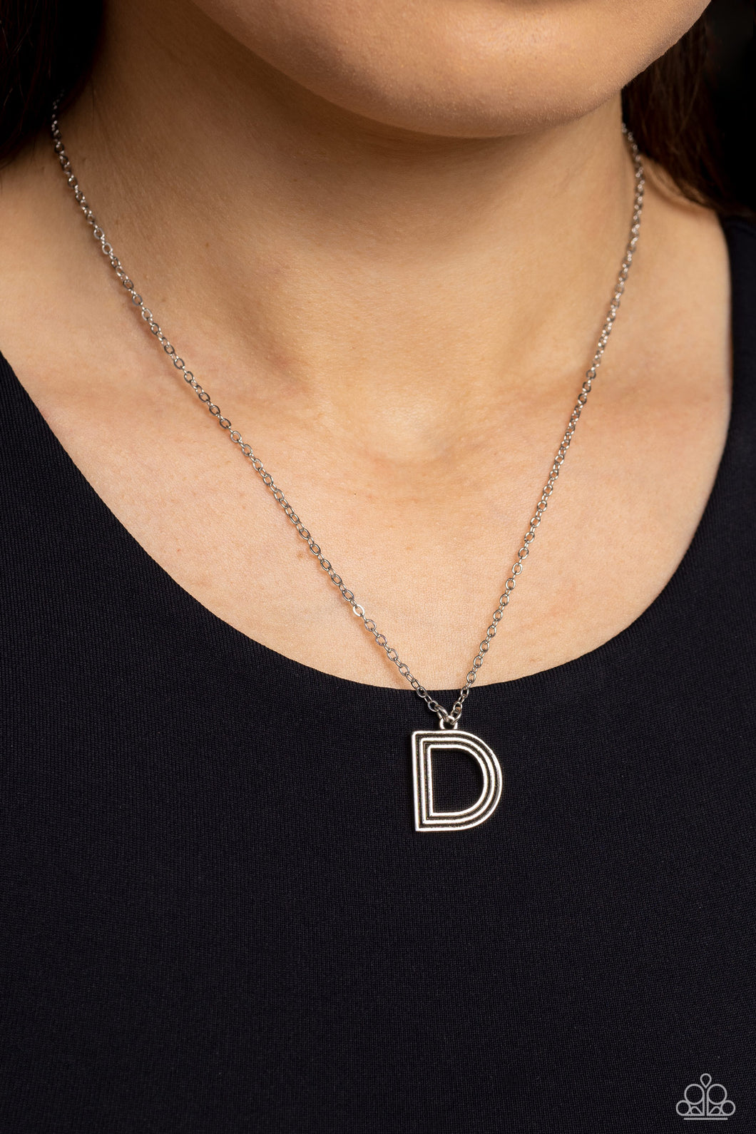 Paparazzi Leave Your Initials - Silver - D Necklace