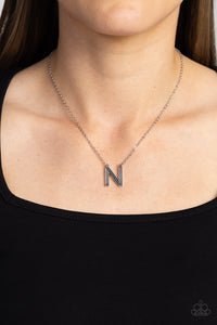 Paparazzi Leave Your Initials - Silver - N Necklace