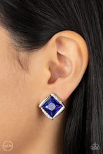 Load image into Gallery viewer, Paparazzi Sparkle Squared - Blue Earrings (Clip-On)
