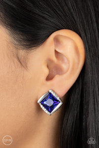 Paparazzi Sparkle Squared - Blue Earrings (Clip-On)
