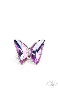 Paparazzi Fluorescent Flutter - Purple Ring (Black Diamond Exclusive)