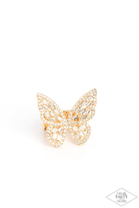Paparazzi Flauntable Flutter Ring - Gold (Black Diamond Exclusive)