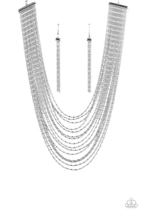 Paparazzi Cascading Chains Necklace - Silver
