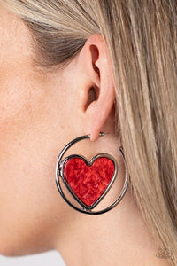 Paparazzi Smitten with You Earrings- Red