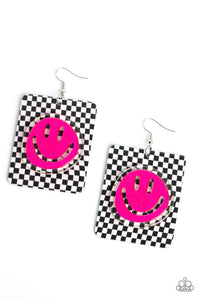 Paparazzi Cheeky Checkerboard Earrings - Pink (2023 EmpowerMe Pink)