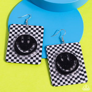 Paparazzi Cheeky Checkerboard Earrings - Black