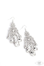 Load image into Gallery viewer, Paparazzi Queen Of All Things Sparkly Earrings - White (2023 Black Diamond Exclusive)

