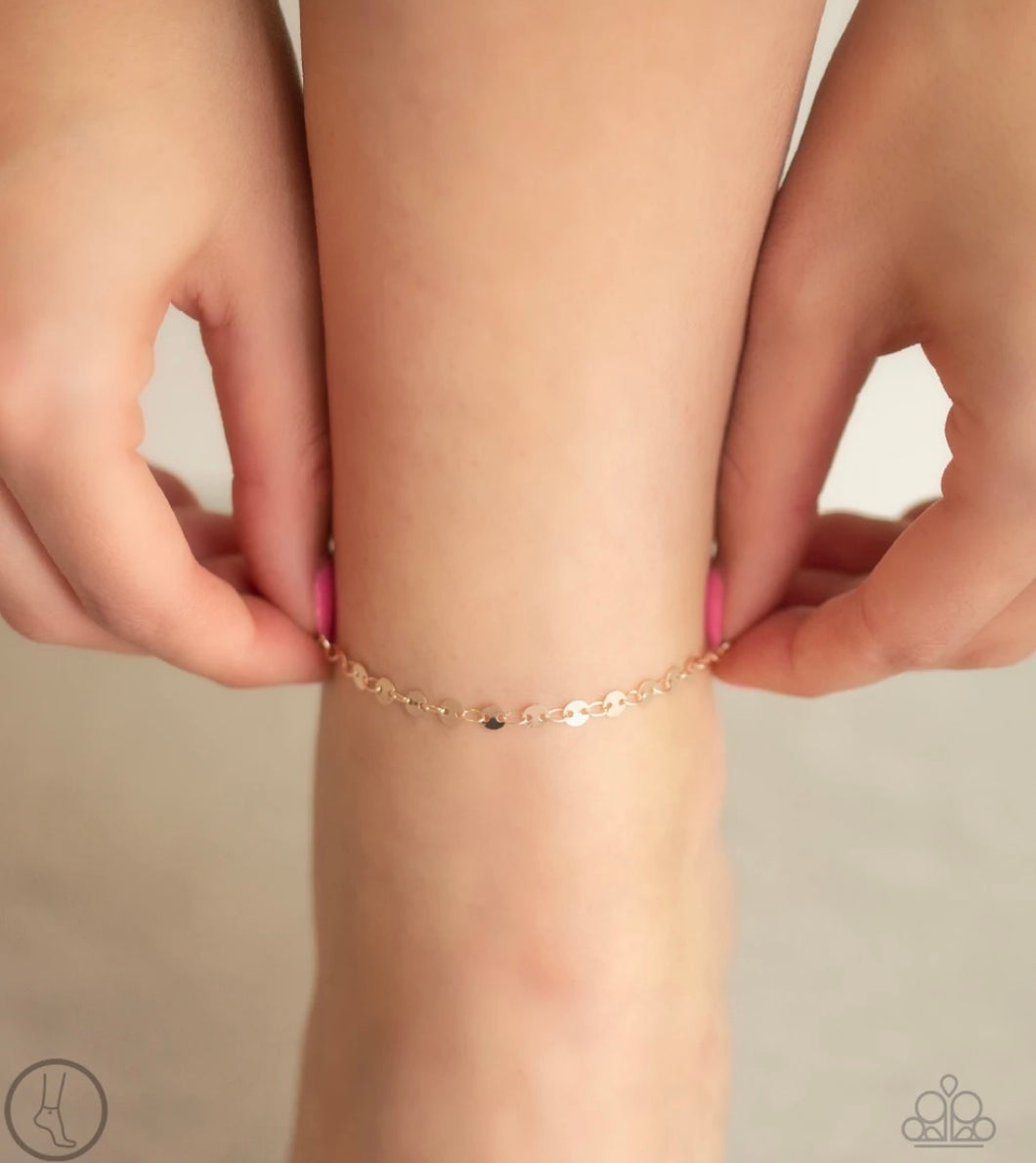 Beach Shimmer Ankle Bracelet - Rose Gold