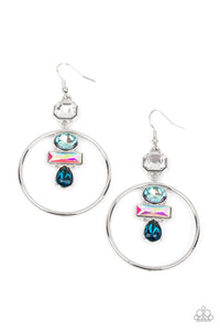 Paparazzi Geometric Glam Earrings - Blue (January 2023 Life Of The Party)