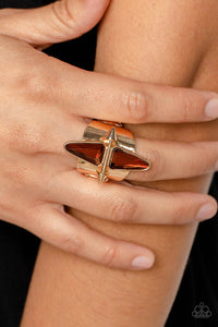 Paparazzi Combustible Compass Ring - Brown