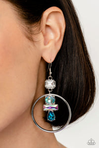 Paparazzi Geometric Glam Earrings - Blue (January 2023 Life Of The Party)