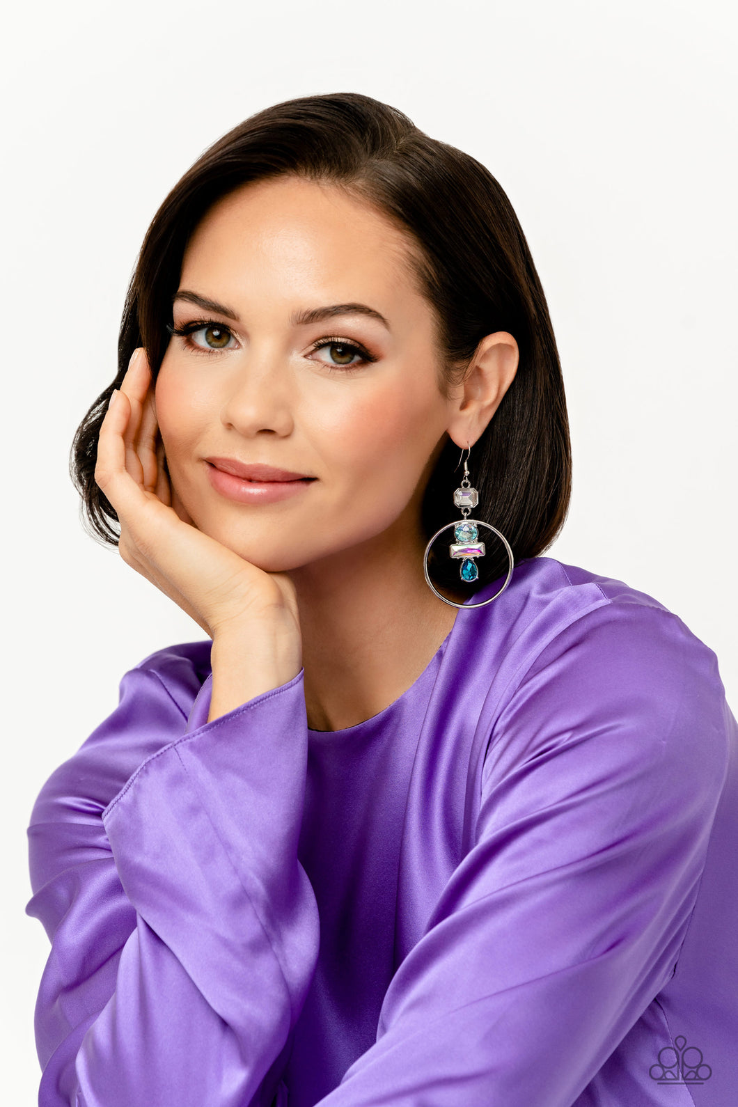 Paparazzi Geometric Glam Earrings - Blue (January 2023 Life Of The Party)